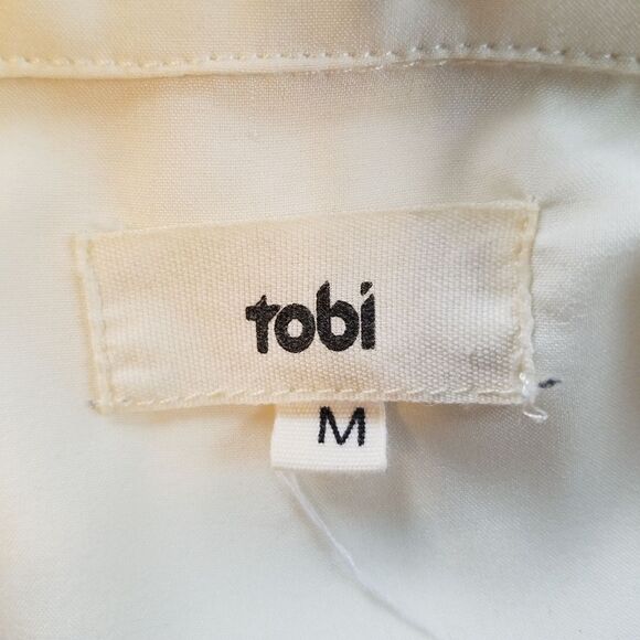 Tobi Cream Drape Twist Sheer Cross Body Blouse - Picture 4 of 8